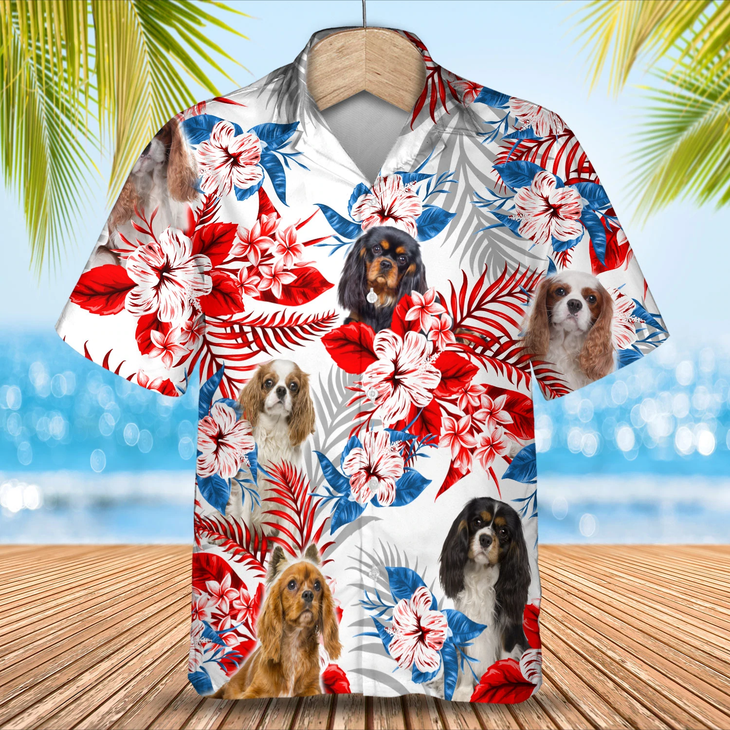 Cavalier King Charles Spaniel Hawaiian Shirt, Summer Aloha Shirt, Men Hawaiian Shirt, Women Hawaiian Shirt