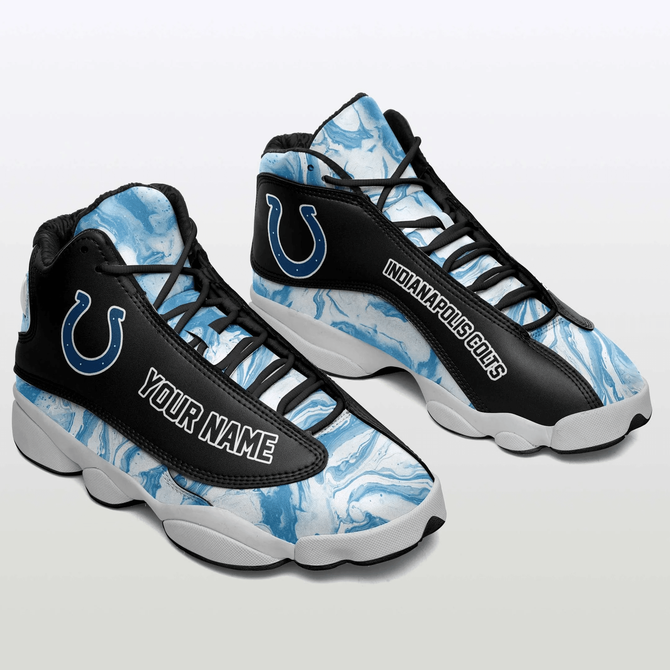 Indianapolis Colts Light Blue Shoes Form Air Jordan 13 Shoes Custom Name JD13 V2341