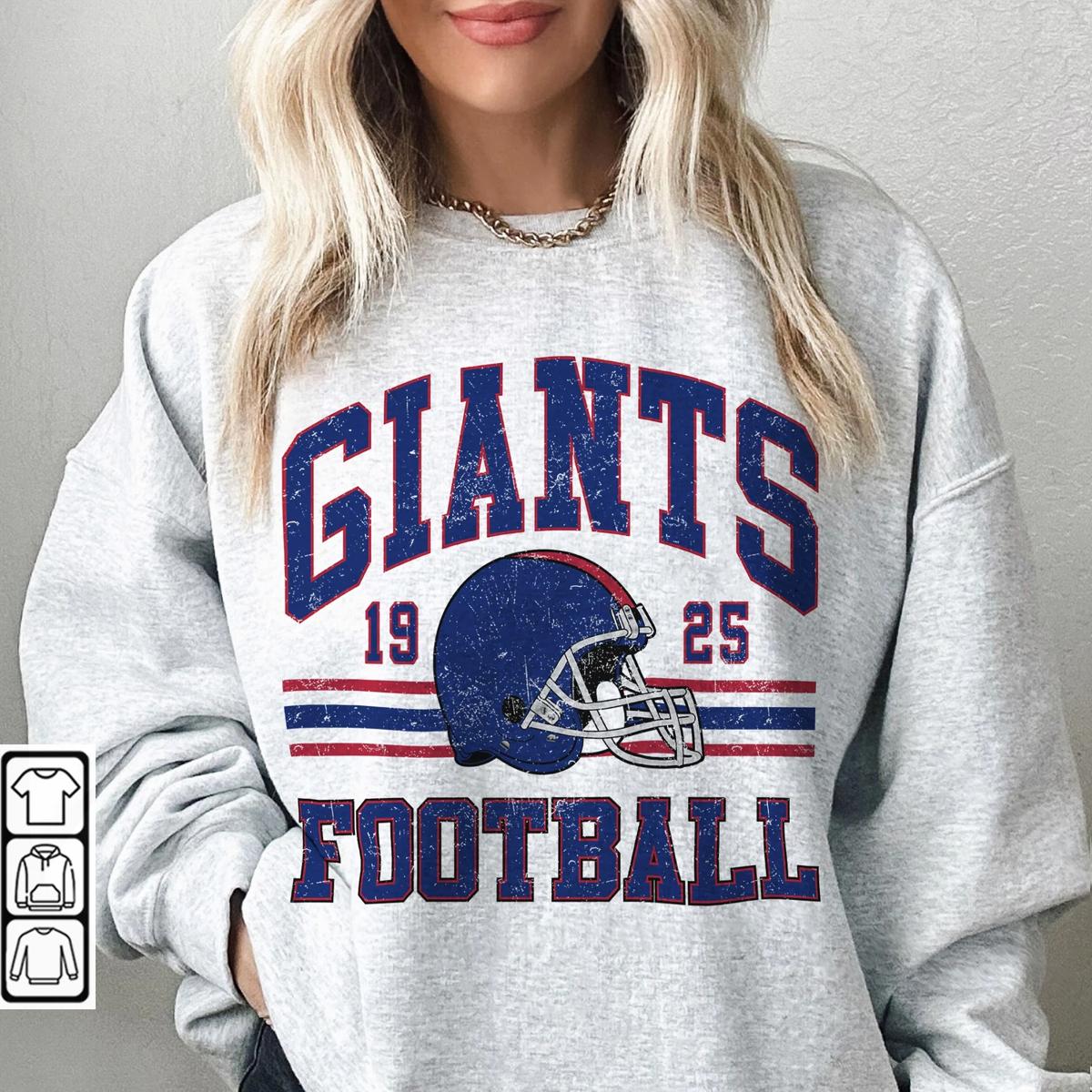 etro Style 90s Vintage Unisex Crewneck, Graphic Tee Gift For Football Fan Sport L1409 Giants Football Sweatshirt