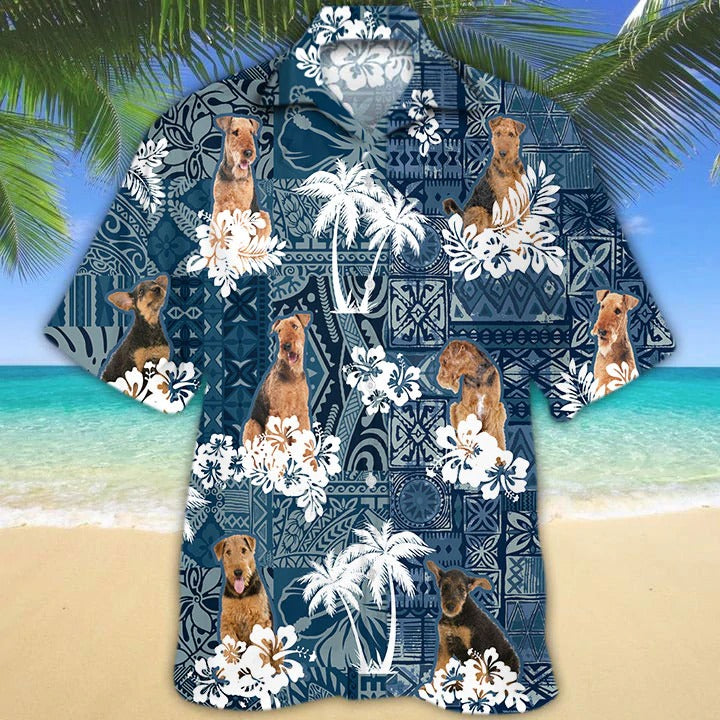 Airedale Terrier Hawaiian Shirt, 3D All Over Printed Dog Hawaii Shirt For Men And Women