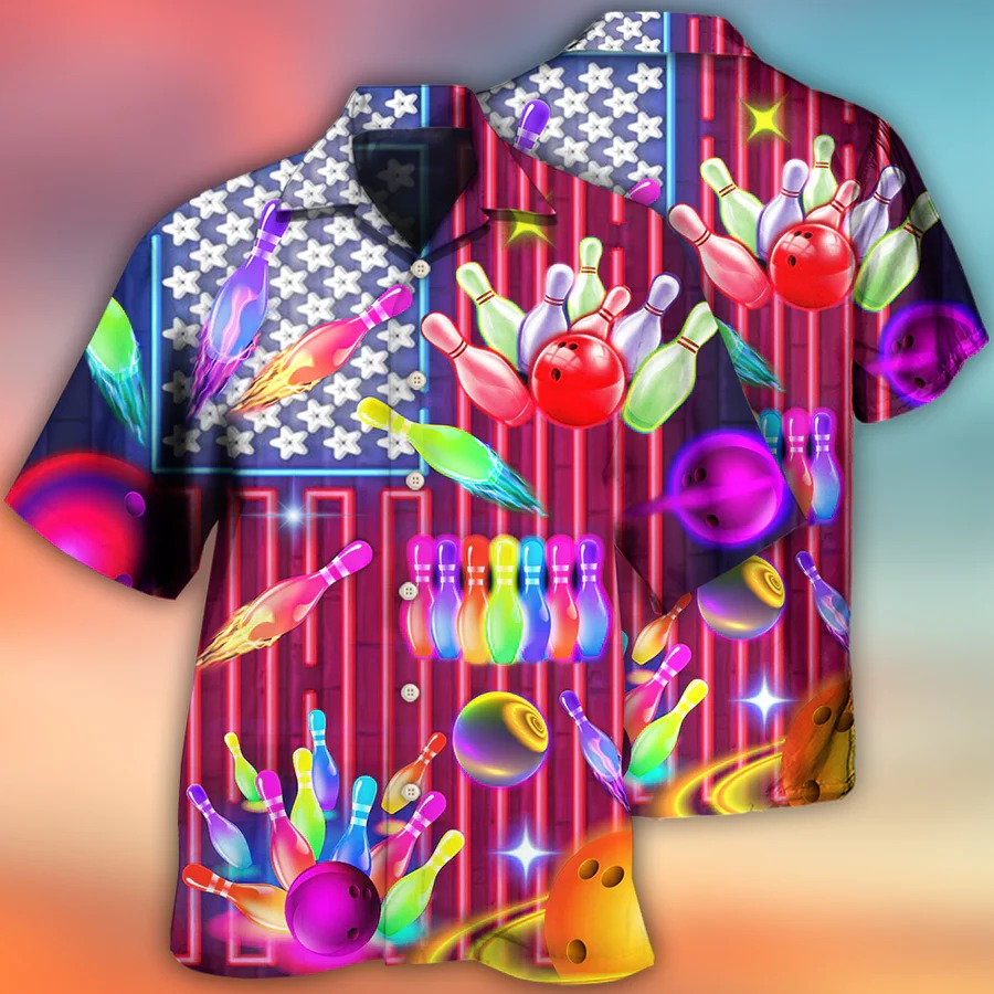 3D Bowling Hawaiian Shirt, Colorful Bowling Roll Hawaiian Shirt, Bowling Independence Day Aloha Shirt For Men – Perfect Gift For Bowling Lovers, Bowlers