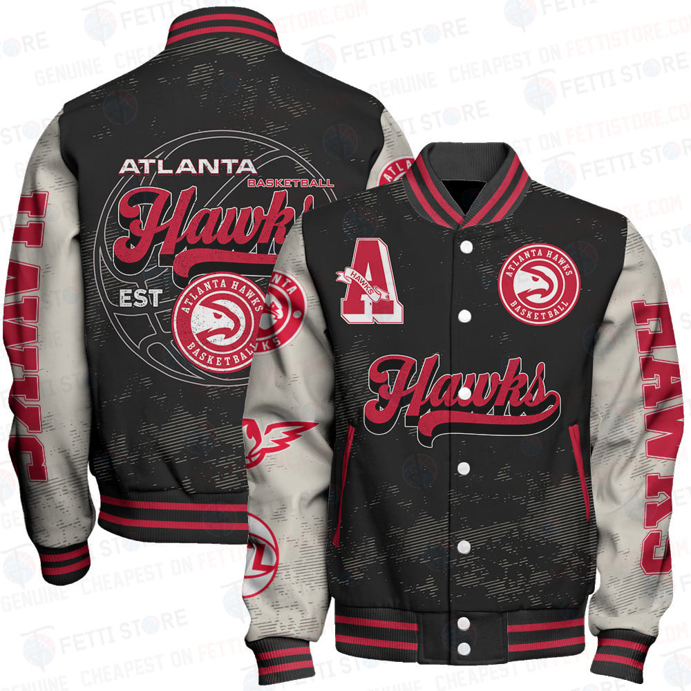 Atlanta Hawks Team Logo Sport Pattern Classic Varsity Jacket