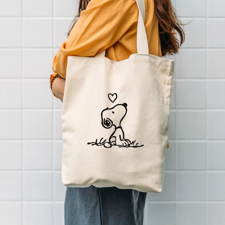 Snoopy Tote Bag, Snoopy Tote, Cotton Canvas Tote Bag, Best Tote Bags Ideas, Cute Tote Bags Ideas, Tote Bag Design Ideas, Girls Tote Bag, Best Canvas Tote Bags Ideas