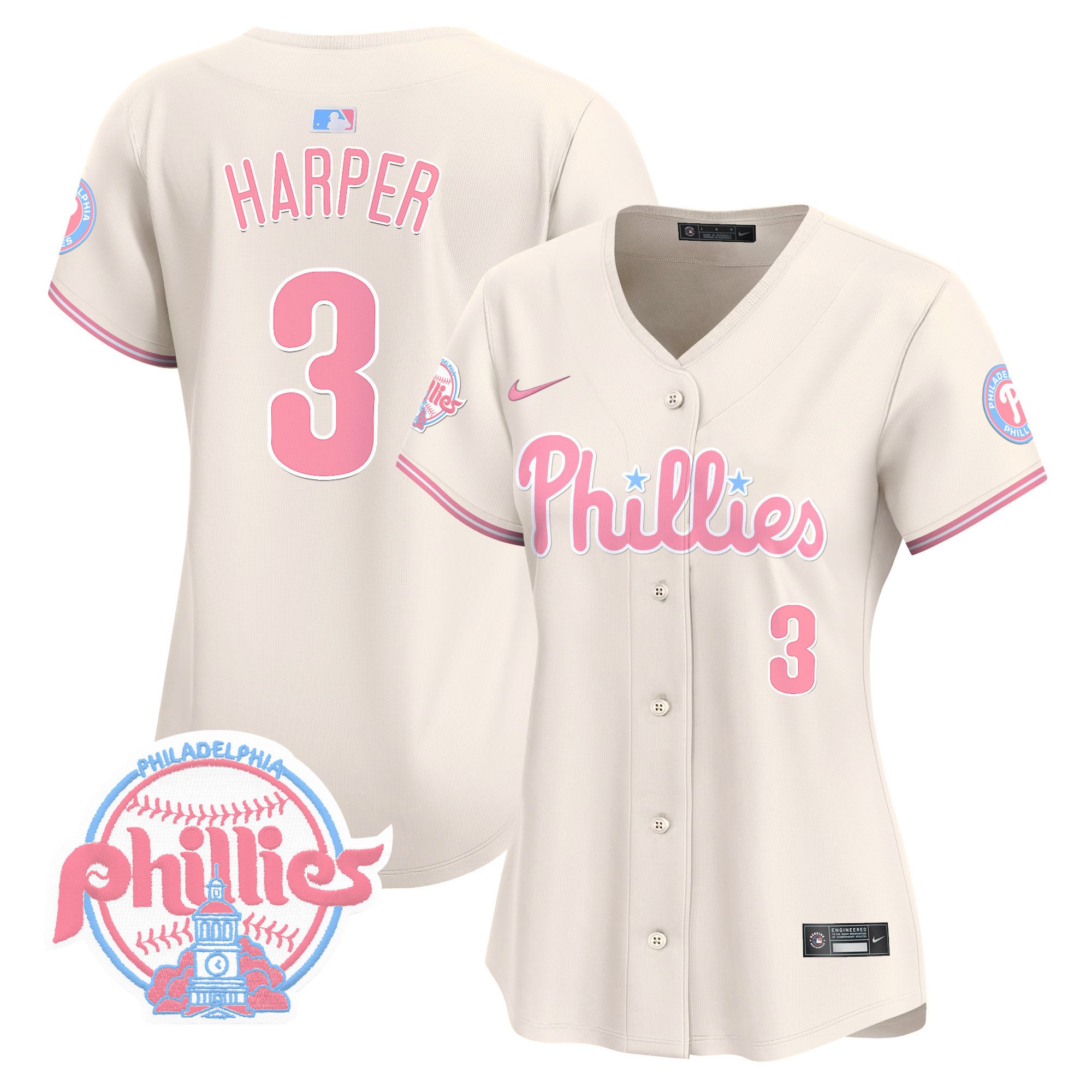 Women’S Phillies Bubblegum Pink Vapor Premier Limited Jersey V2 – All Stitched