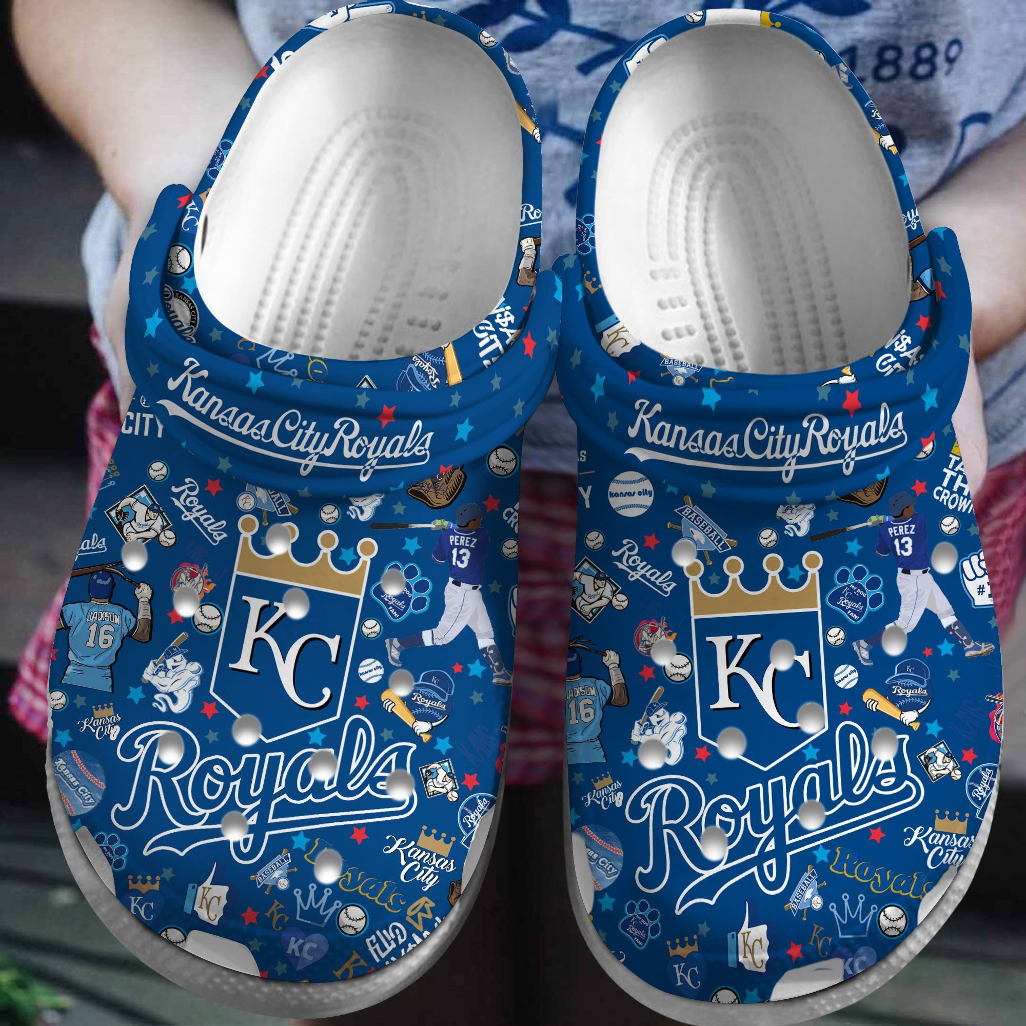 Kansas City Royals Logo Baseball MLB Cheer Mascot Full Blue Crocss Classic Clogs Shoes Ver453