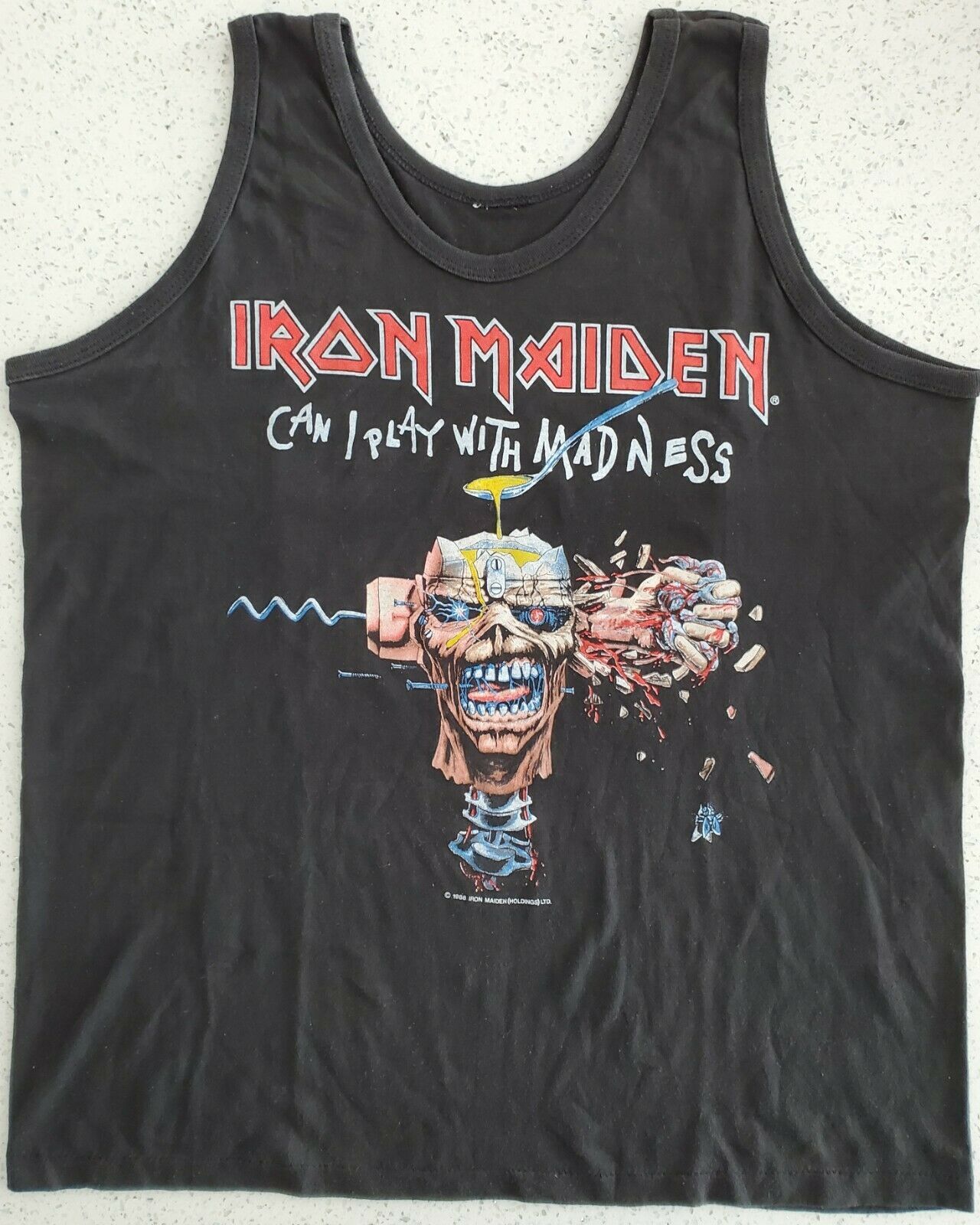 Iron Maiden Can I Play With Madness 1988 Vintage Tour Muscle Shirt Seventh Son