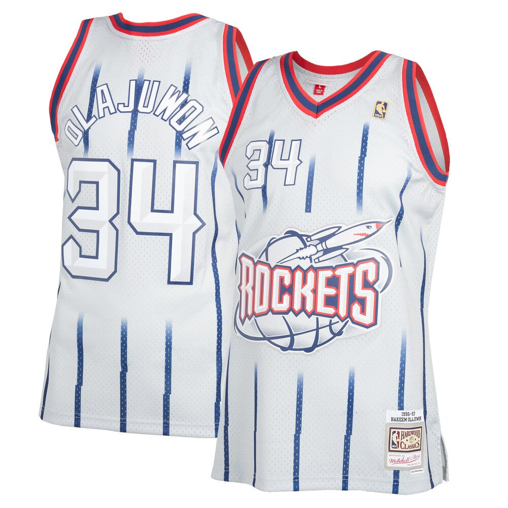 Mens Mitchell And Ness Hakeem Olajuwon Gray Houston Rockets 1996 97