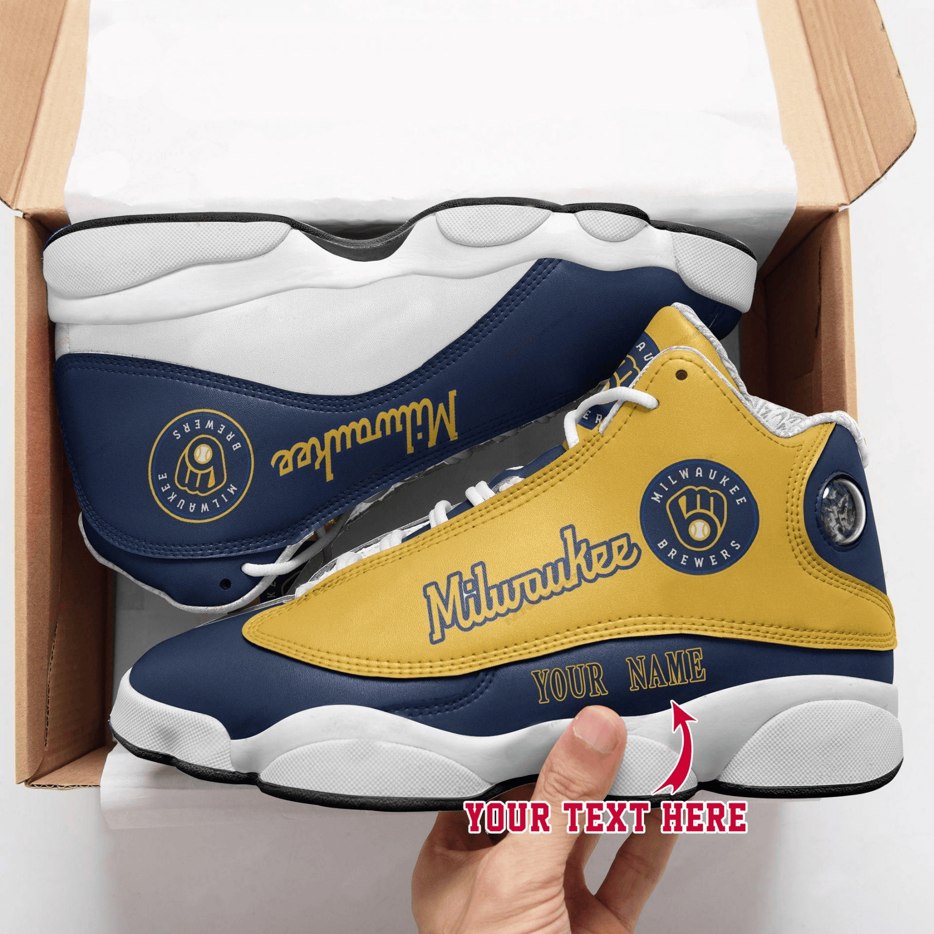 Milwaukee Brewers Custom Name Air Jordan 13 Shoes JD13 V1391