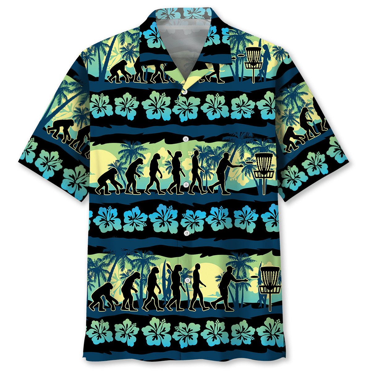 Disc Golf Evolution Hawaiian Shirt, Beach Aloha Hawaii Shirt For Disc Golf