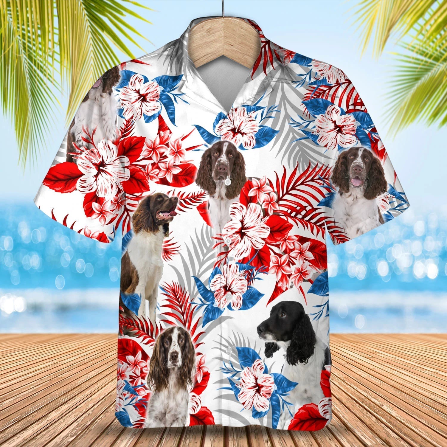 English Springer Spaniel Hawaiian Shirt, Summer Aloha Shirt, Men Hawaiian Shirt, Gift For Summer