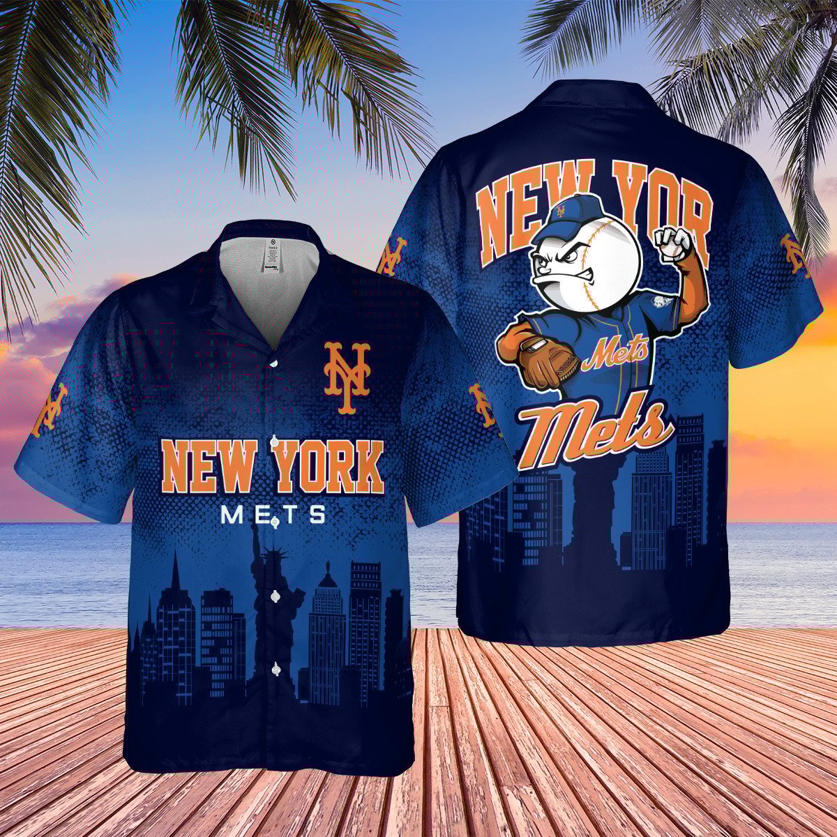 New York Mets Mlb Mascot Logo City Edition 3D Hawaiian Shirt