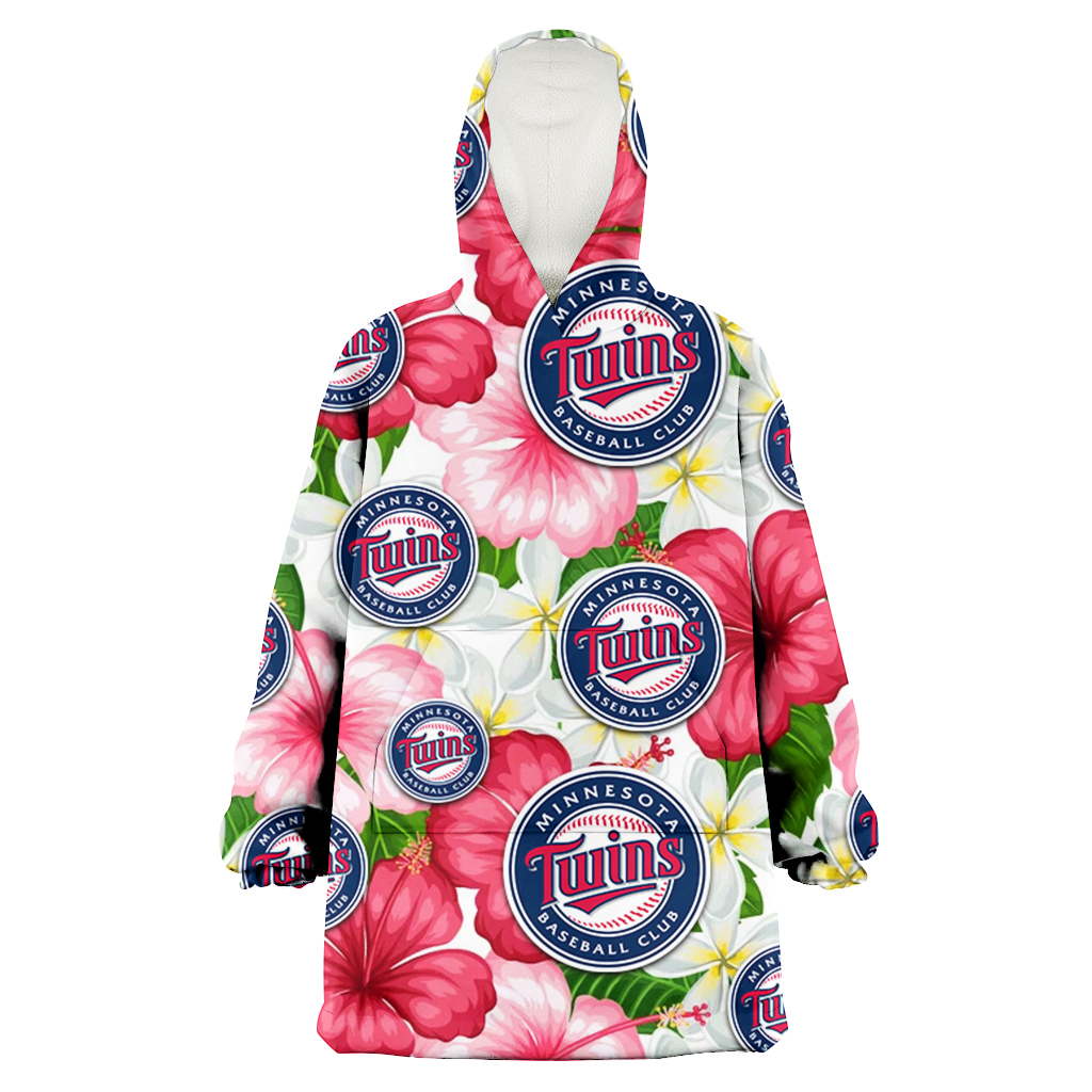 Minnesota Twins White Porcelain Flower Pink Hibiscus White Background 3D Printed Hoodie Blanket Snug Hoodie