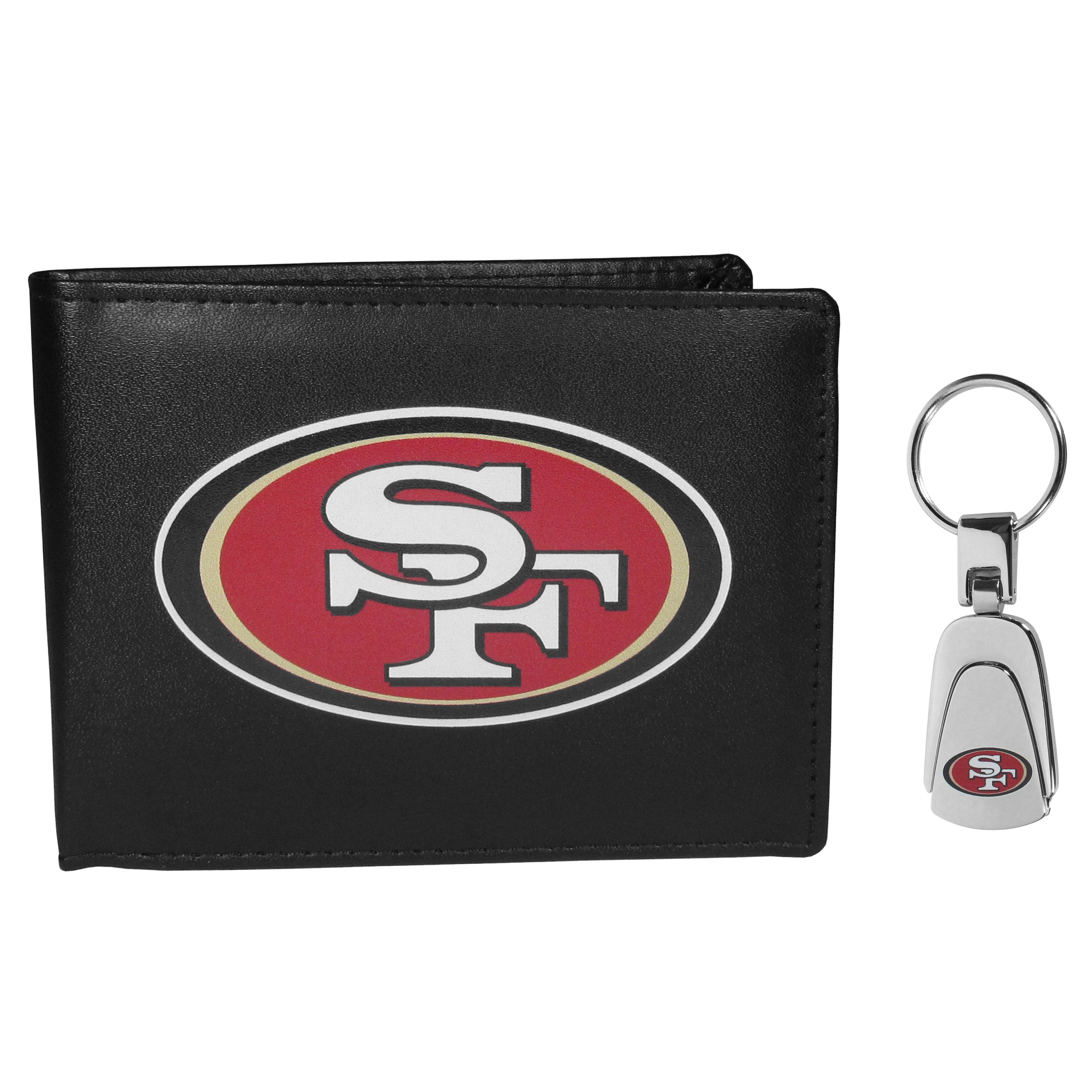 Shirtnation - Graphic Tee - San Francisco 49Ers Bi - Fold Wallet & Steel Key Chain X Trending Fashion By Lightblueshirt