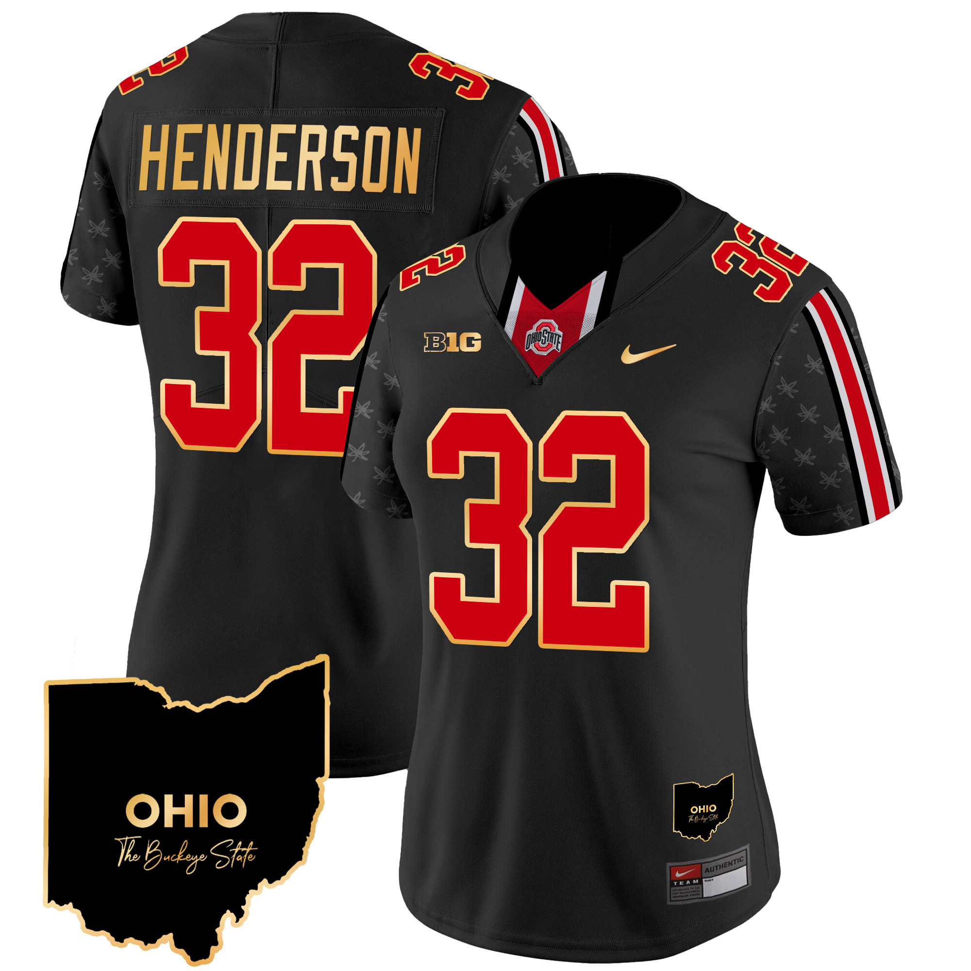 Women’S Ohio State Buckeyes 2024 Home Patch Gold Trim Vapor Limited Jersey – All Stitched