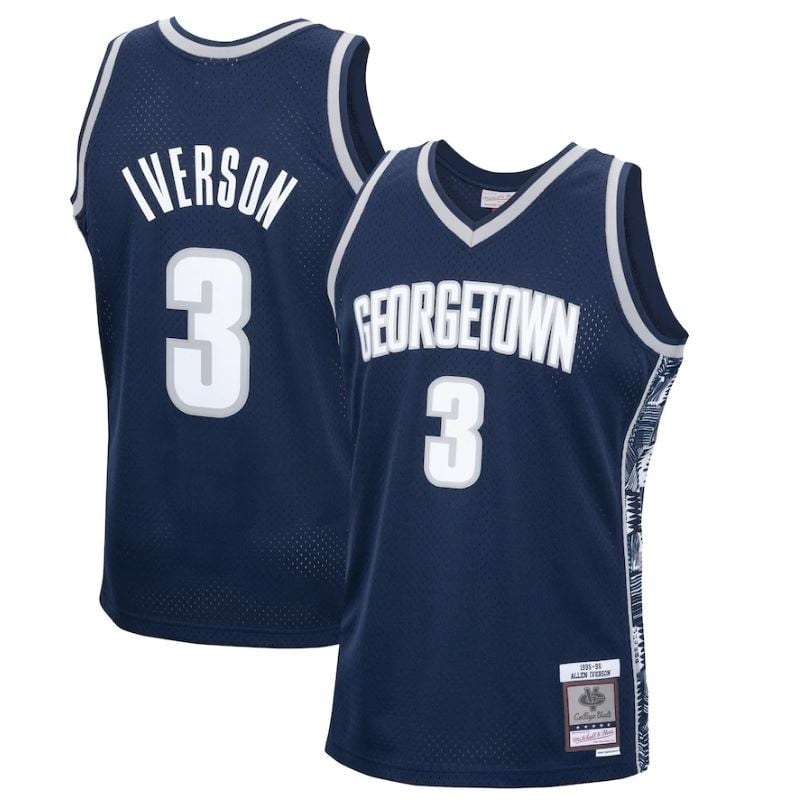 Allen Iverson Georgetown Hoyas Navy Jersey – All Stitched