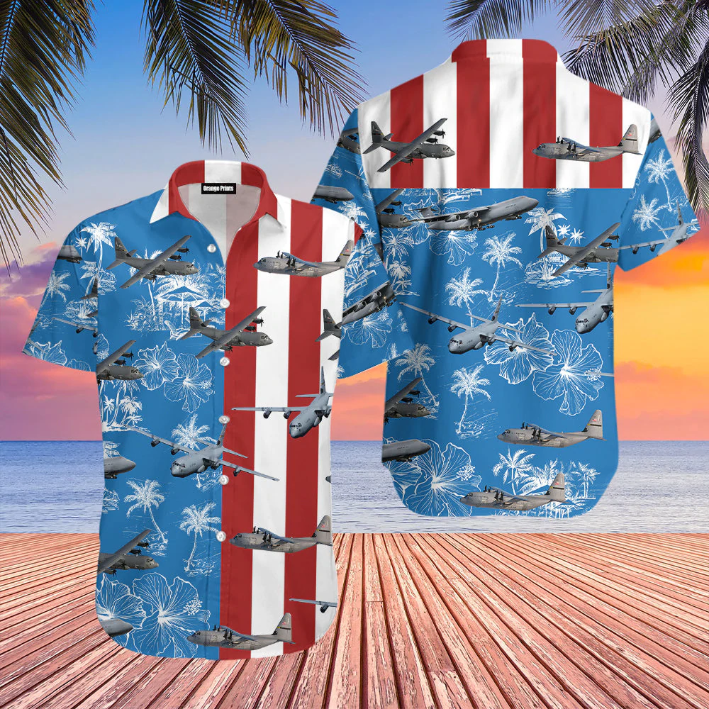 Us Air Force Lockheed C-130 Hercules 4Th Of July Hawaiian Shirt