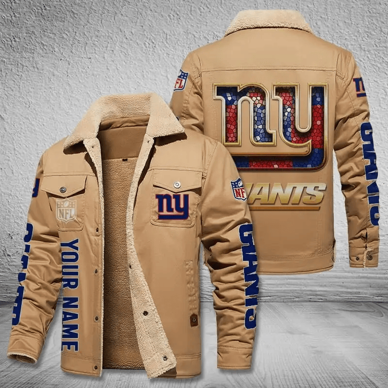 New York Giants NFL Team Personalized Name Lap Golden Ver Stand Collar Jacket