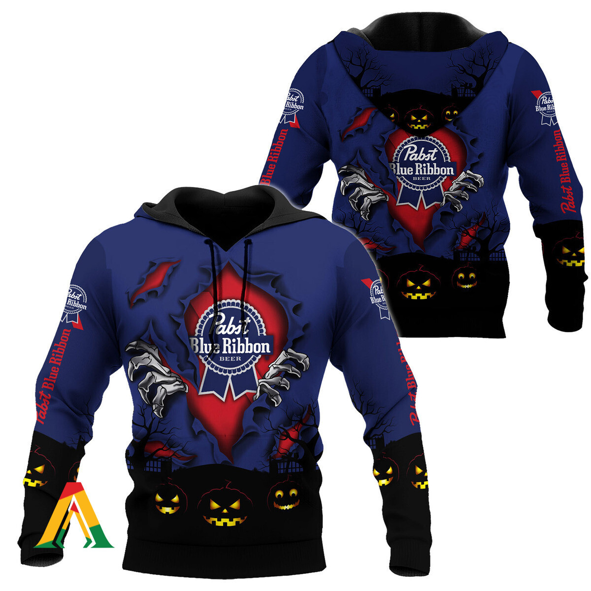 Scary Night Halloween Pabst Blue Ribbon Hoodie & Zip Hoodie
