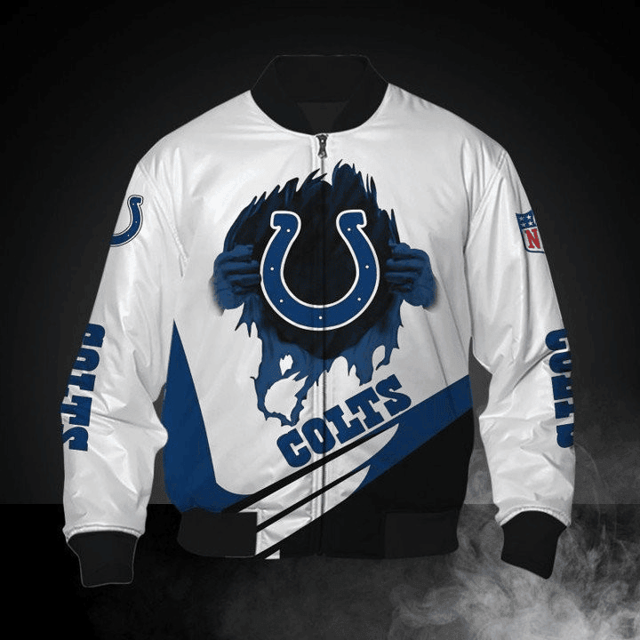 Indianapolis Colts White Blue Unisex Bomber Jacket