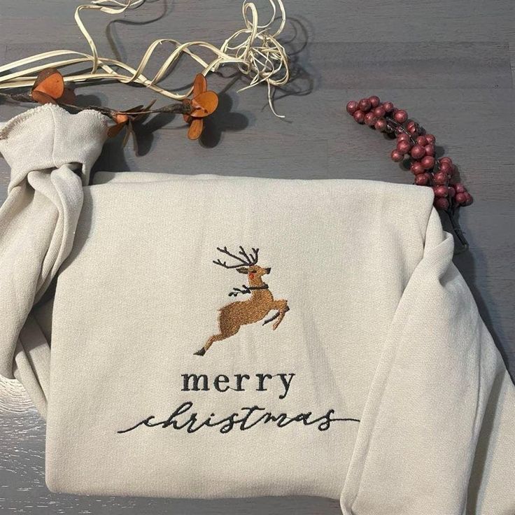Embroidered Sweatshirts, Merry Chris &hellip;