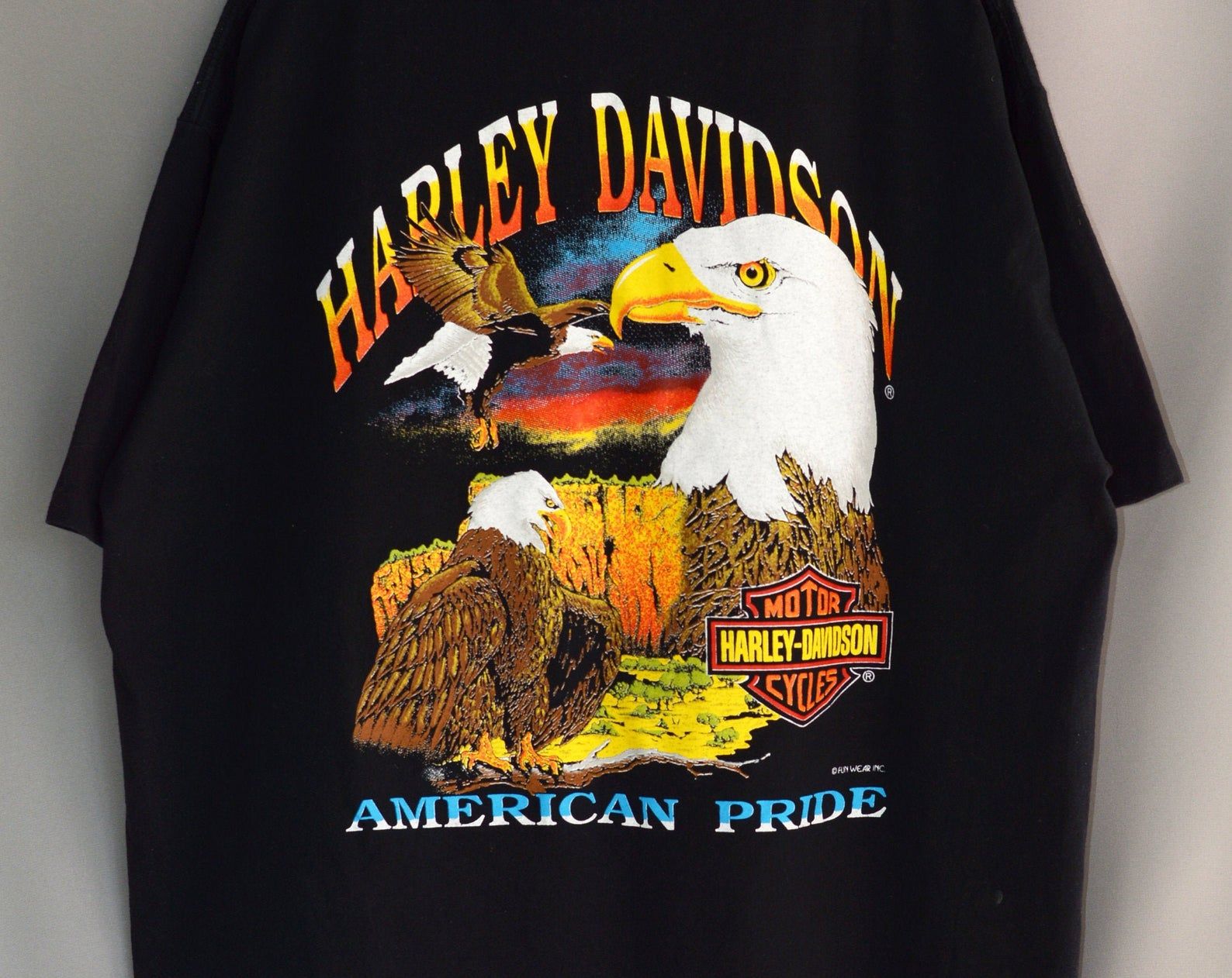 Vintage 90S Harley Davidson American Pride Funwear Inc T Shirt Made In Usa