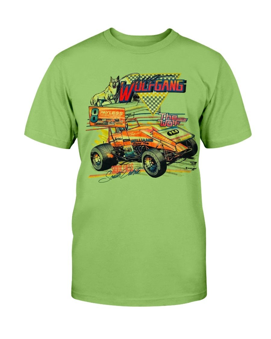 Vintage 1990 Doug Wolfgang The Wolf Neon Sprint Car T Shirt 210921