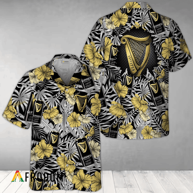 Summer Aloha Floral Guinness Beer Hawaiian Shirt