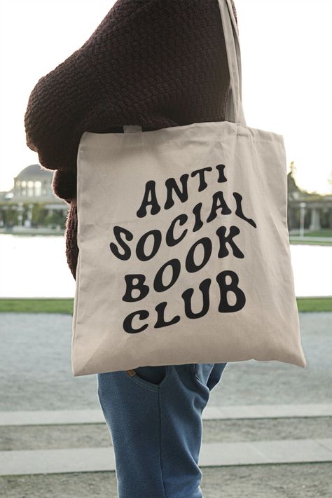 Anti Social Book Club Tote Bag Book Club Gifts Library Tote Bag Bookish Tote Bag Gift Book Cloth Bag Book Lover Gift