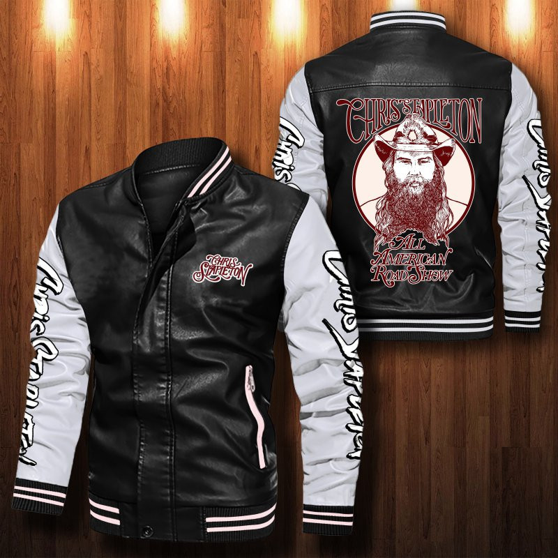 Chris Stapleton Leather Varsity Jacket Bomber Coat