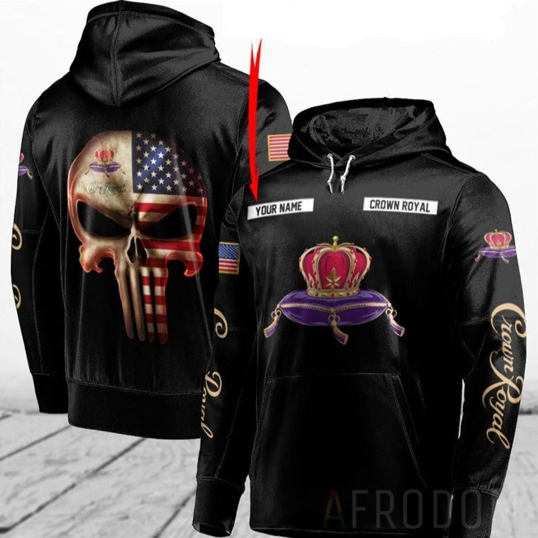 Custom Name Skull Crown Royal Hoodie