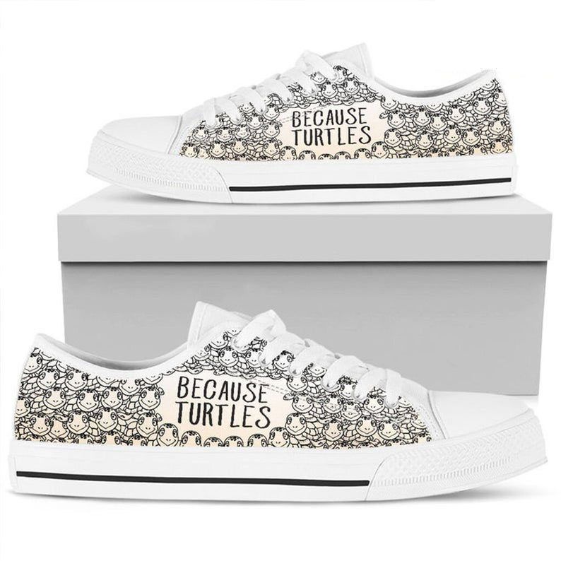 Because Turtles Low Top Shoes, Unisex Sneakers, Men And Women Low Top Sneakers Limited Edition Moderndaydecors Fashion