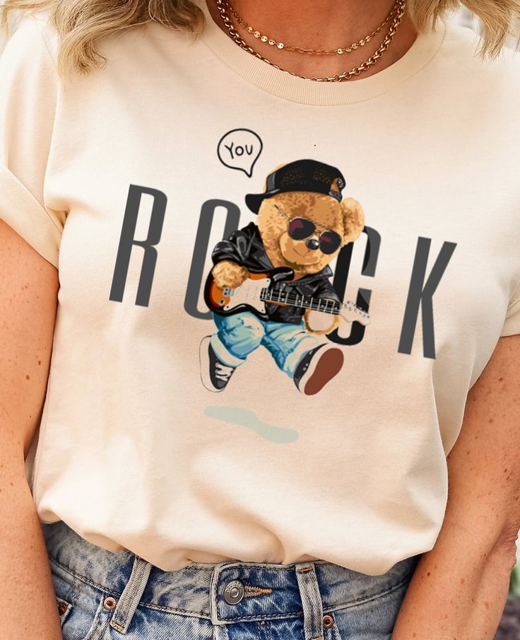 Rockstar Teddy Bear Shirt, Bear Pock …