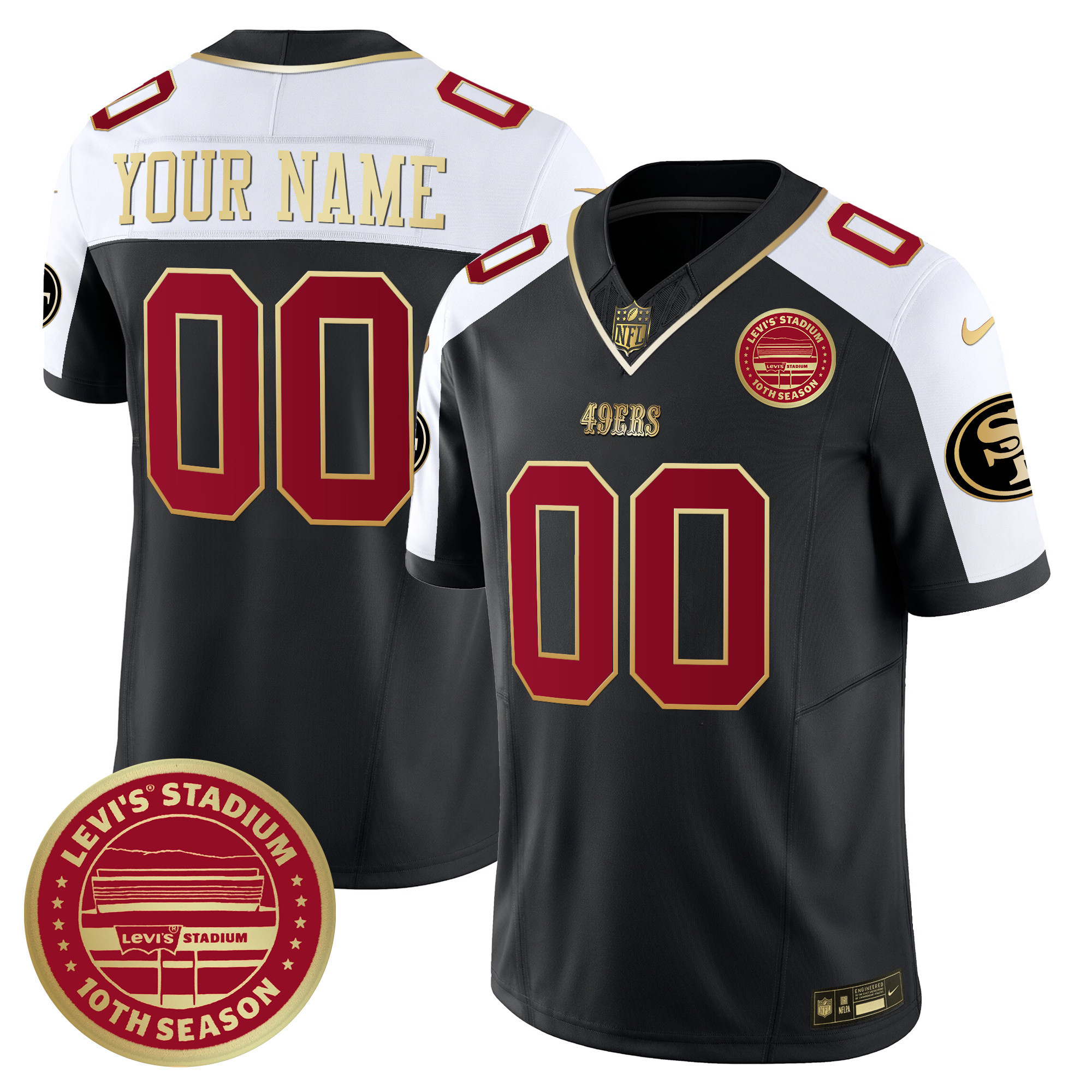 49Ers Levi’S Stadium 10Th Season Patch Vapor Limited Custom Jersey – All Stitched