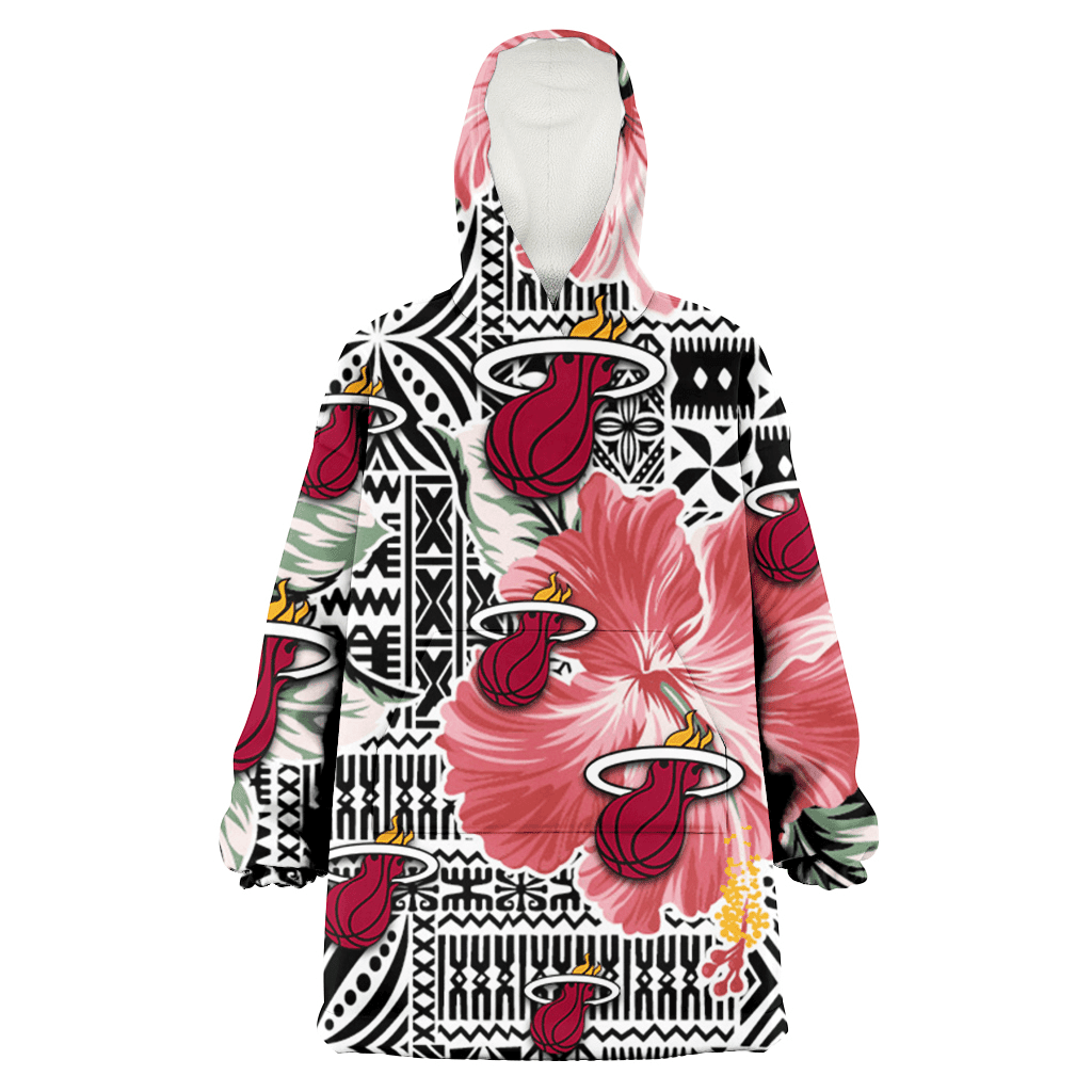 Miami Heat Pink Hibiscus Black Pattern White Background 3D Printed Hoodie Blanket Snug Hoodie