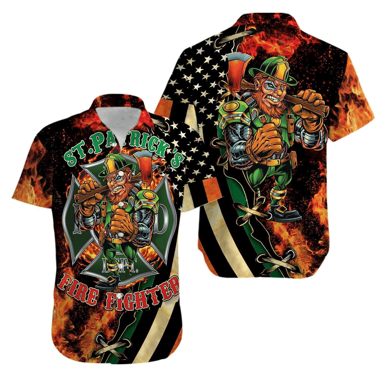 St Patrick’S Day Firefighter Hawaiian Shirts Aloha