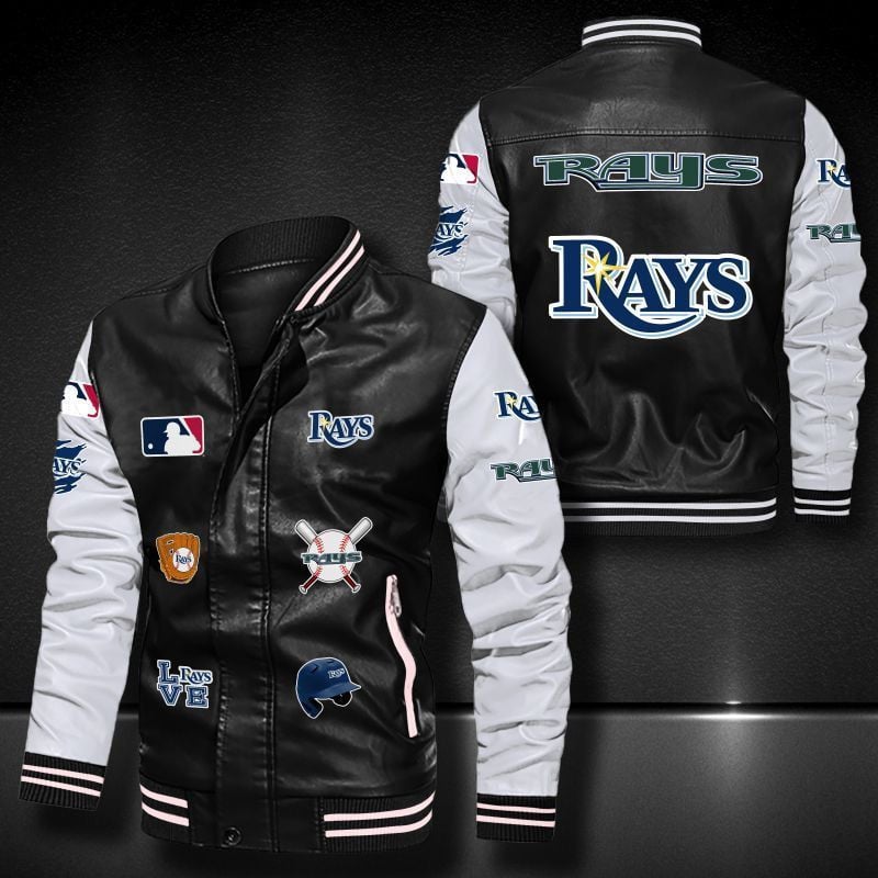 Tampa Bay Rays Leather Varsity Jacket Bomber Coat