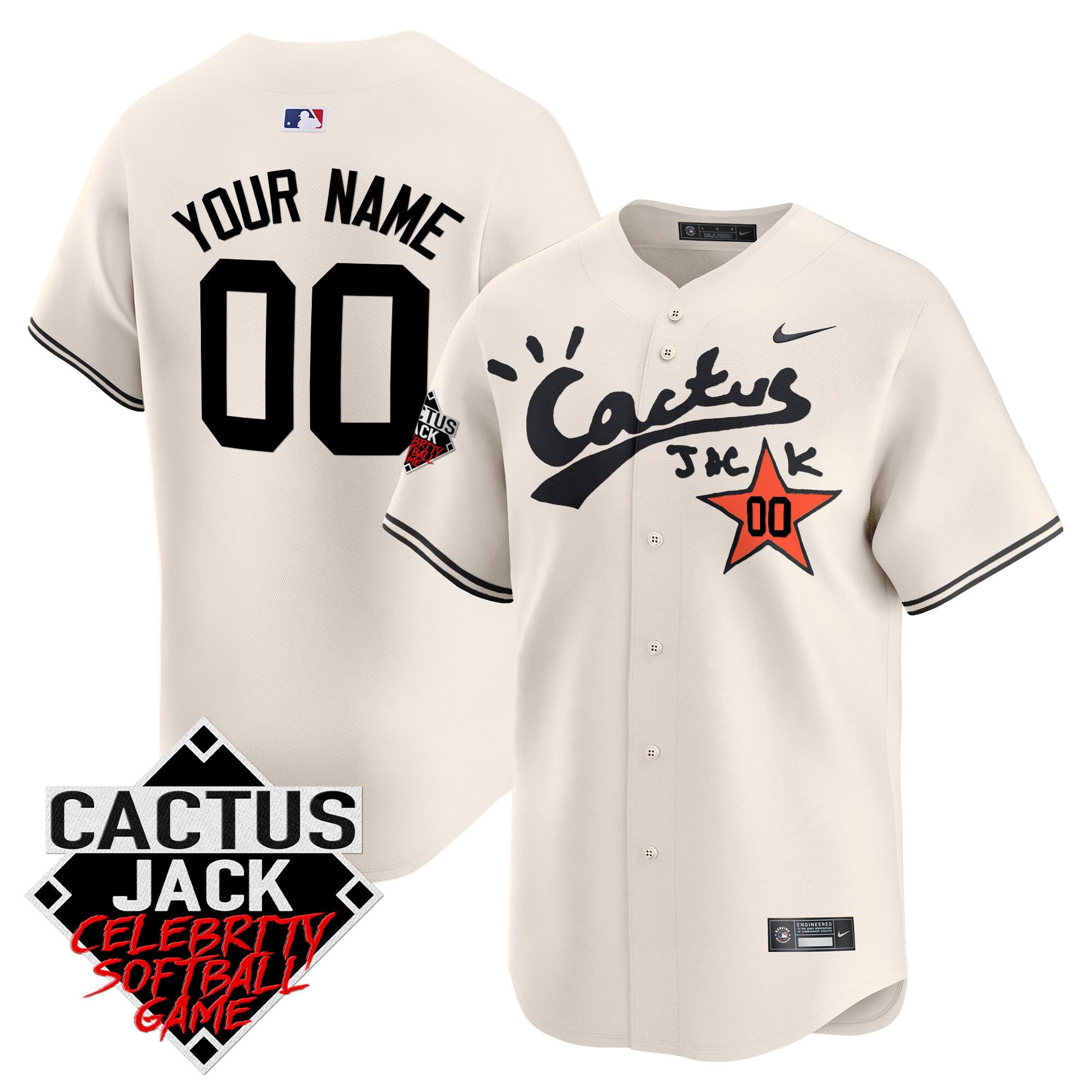 Astros Cactus Jack Celebrity Softball Game Patch Vapor Premier Limited Custom Jersey V2 – Stitched