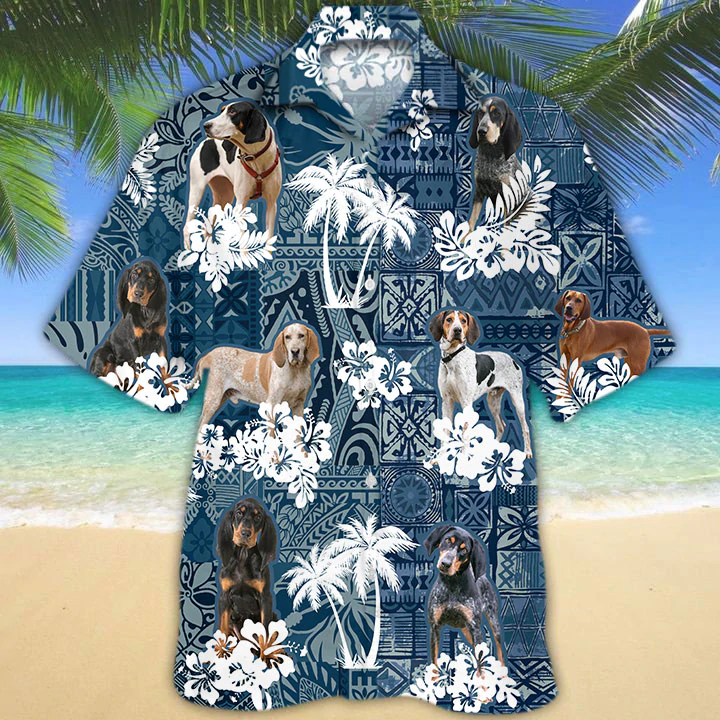 Coonhound Hawaiian Shirt, Flowers Aloha Shirt For Dog Lovers, Hawaiian Shirts For Men, Women