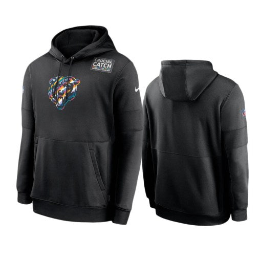 Chicago Bears Black Sideline Performance Crucial Catch Pullover Hoodie