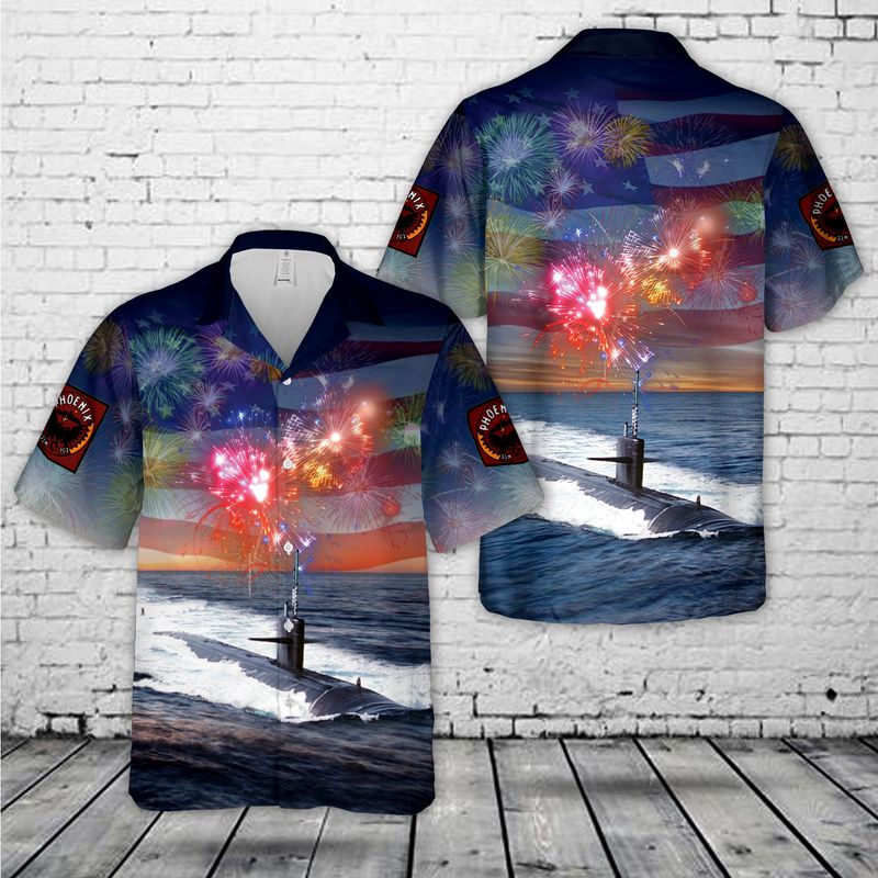 Uss Phoenix (Ssn-702) Attack Submarine, 4Th Of July Hawaiian Shirt