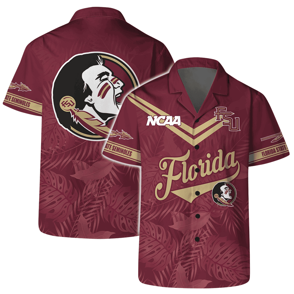Ncaa Florida State Seminoles Team Logo On Back 3D Hawaiian Shirt