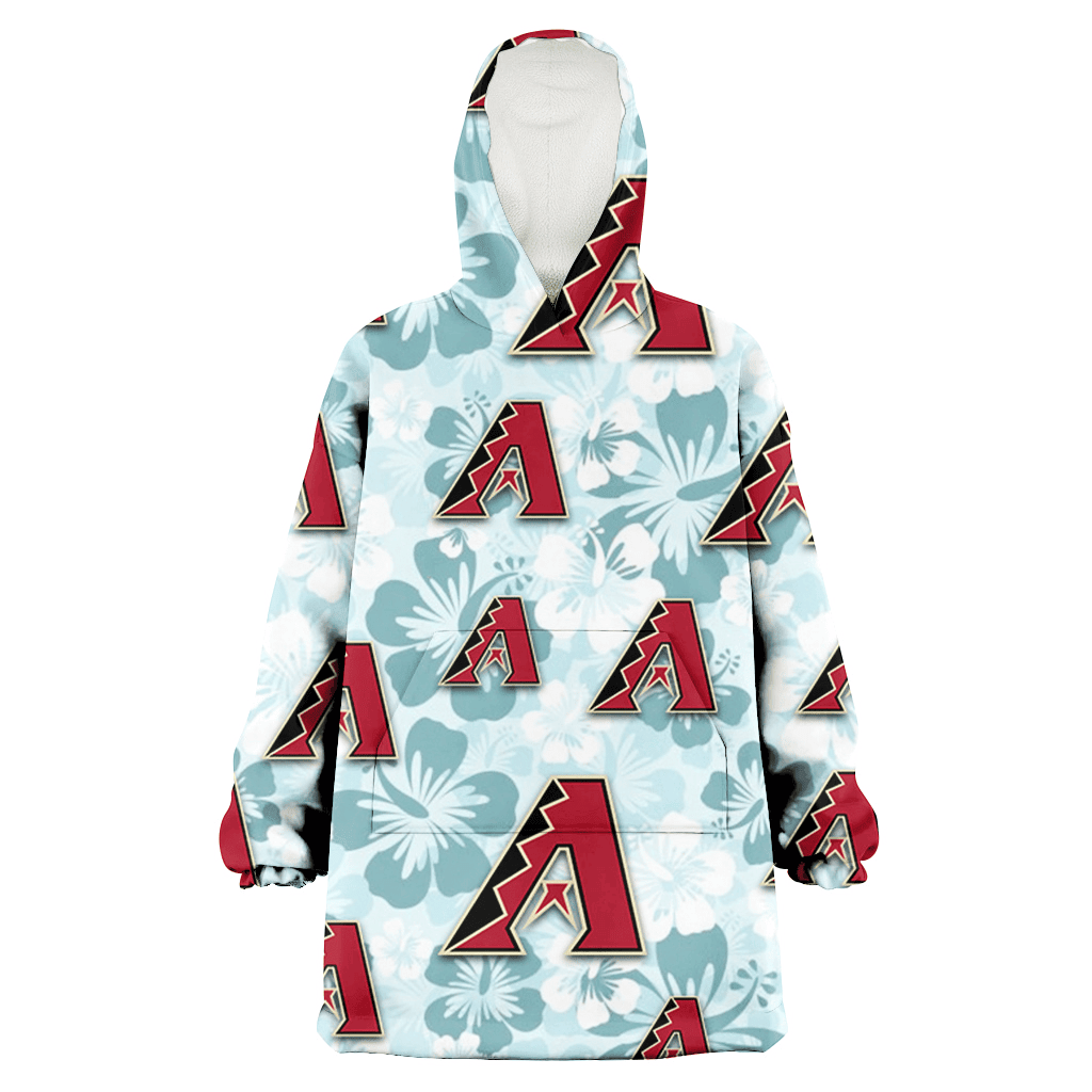 Arizona Diamondbacks Pale Turquoise Hibiscus Light Cyan Background 3D Printed Hoodie Blanket Snug Hoodie