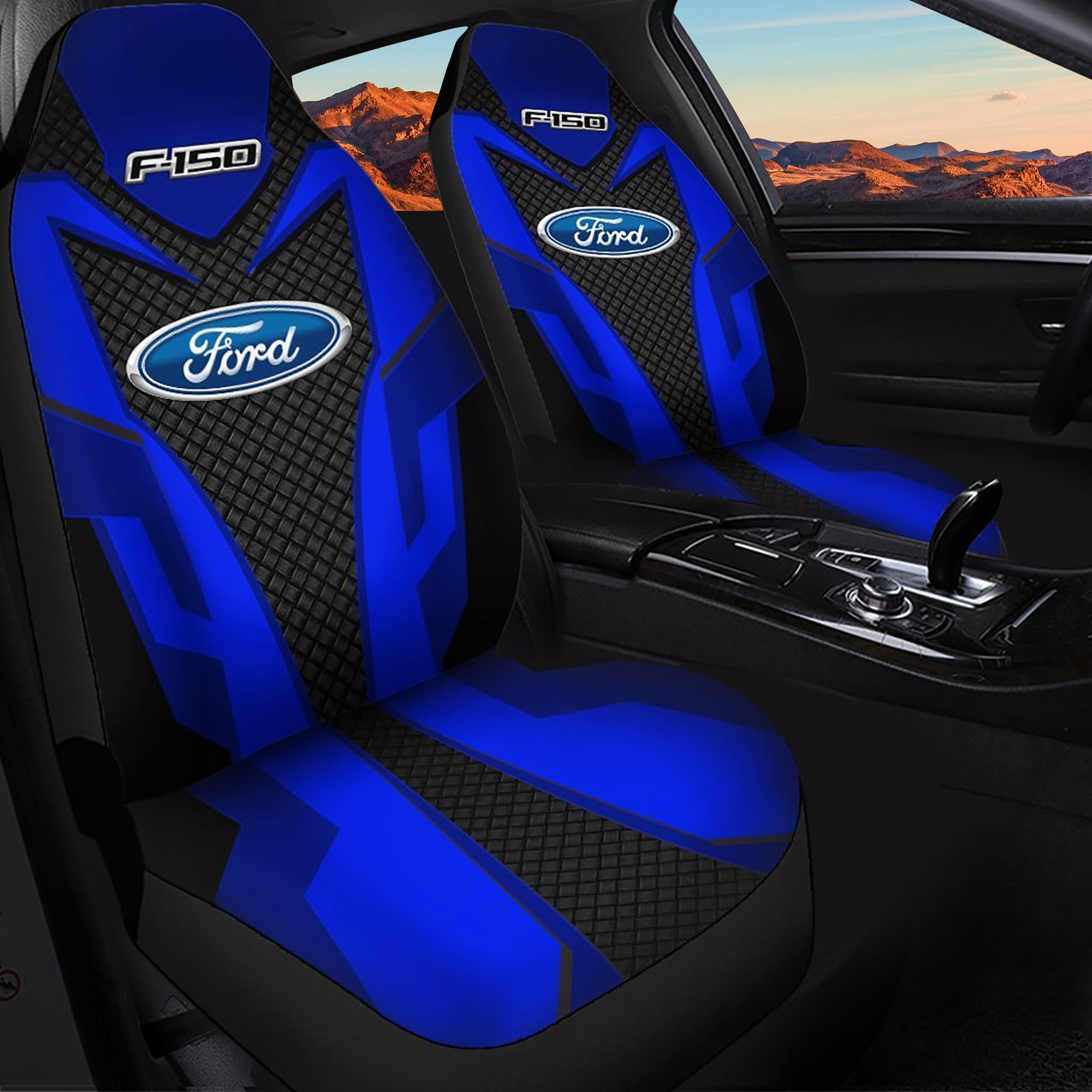 Ford F150 TDV Logo Car Seat Cover Set (Blue) CSC6407