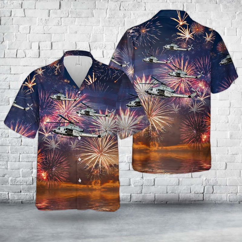 Us Marine Corps Bell Uh-1Y Venom (450), 4Th Of July Hawaiian Shirt