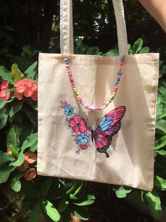 Butterfly Graphic Shopper Tote Bag, Canvas Tote Bags, Tote Bag Design, Tote Bag Idea