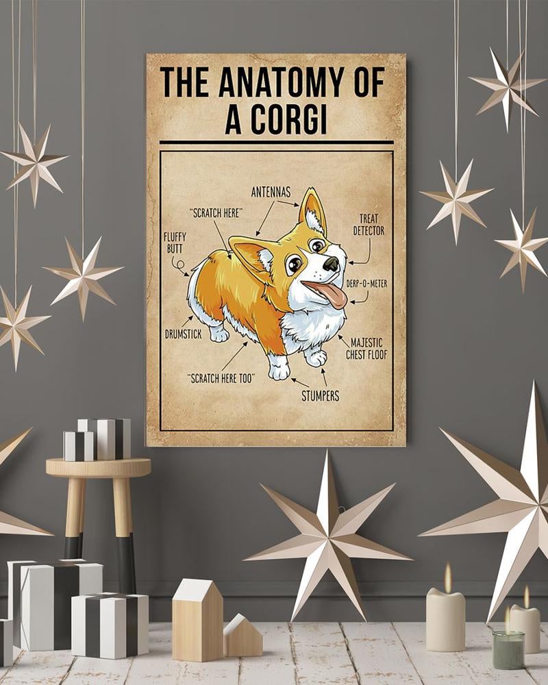 Anatomy Of Corgi Poster Dog Pet Adopt Knowledge Poster