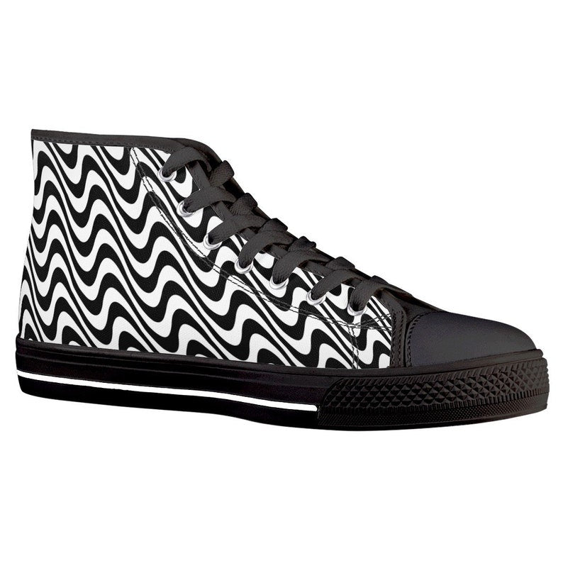 Hypnotize Swirl Black High Top Canvas Shoes Riddim Made Festival Sneakers, Edm Rave Shoes, Streetwear, High Tops Printed High Top Shoes Limited Edition Moderndaydecors Fashion
