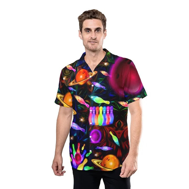 Space Bowling Strike The Universe Hawaiian Shirt, Summer Hawaii Shirt For Bowling Lovers