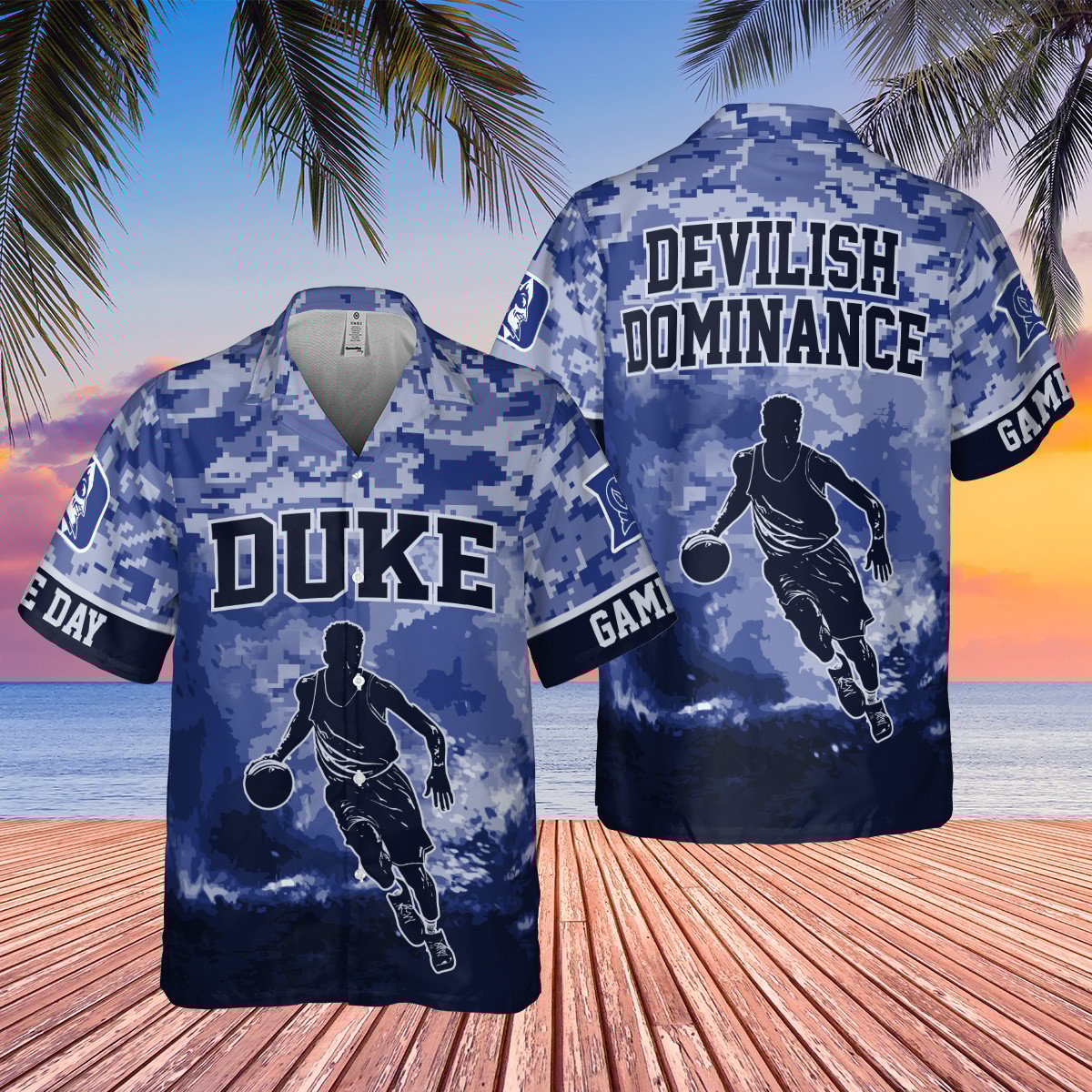 Duke Blue Devils Ncaa Basketball Devilish Dominance Game Day Hawaiian Shirt