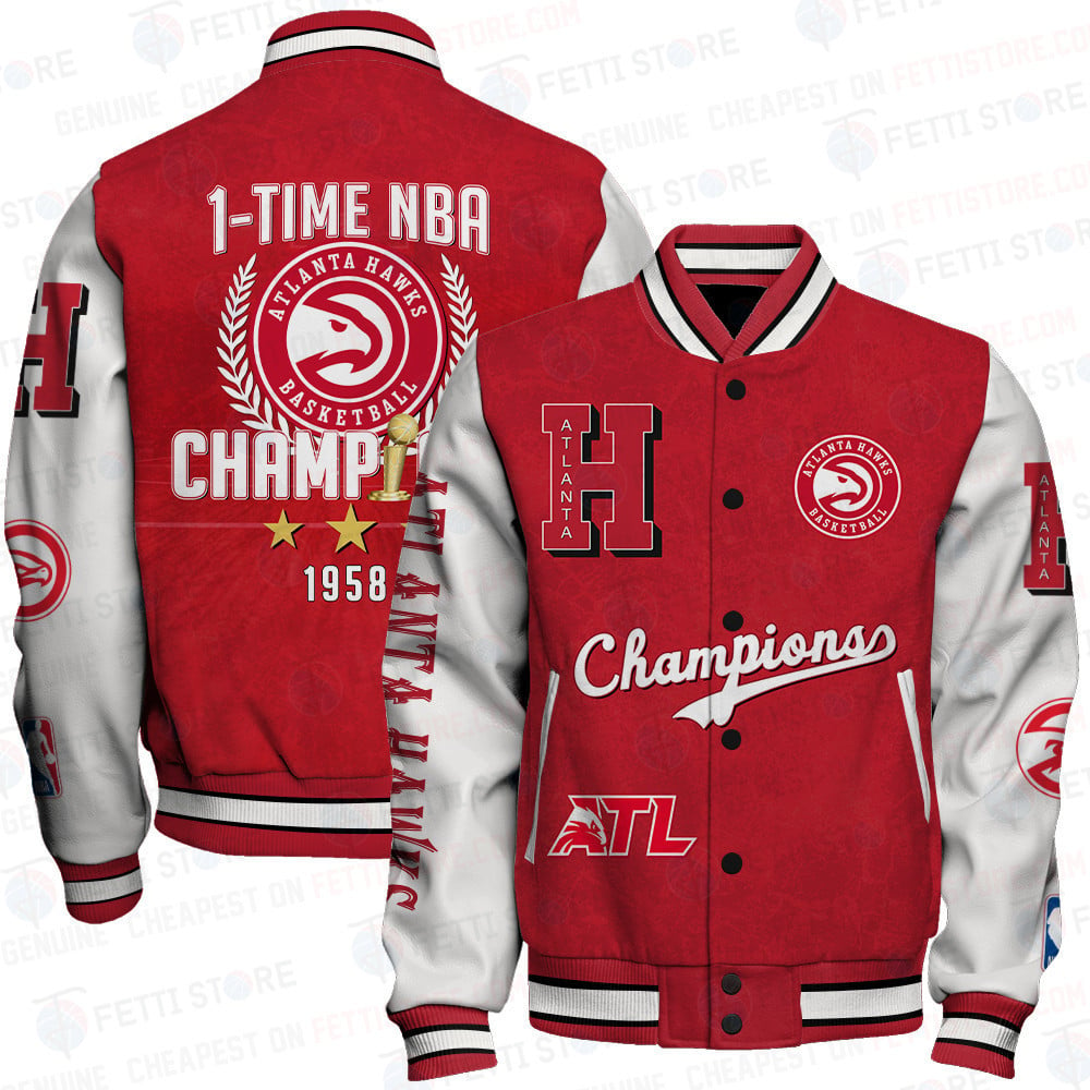 Atlanta Hawks x Champions Print Varsity Jacket SFAT